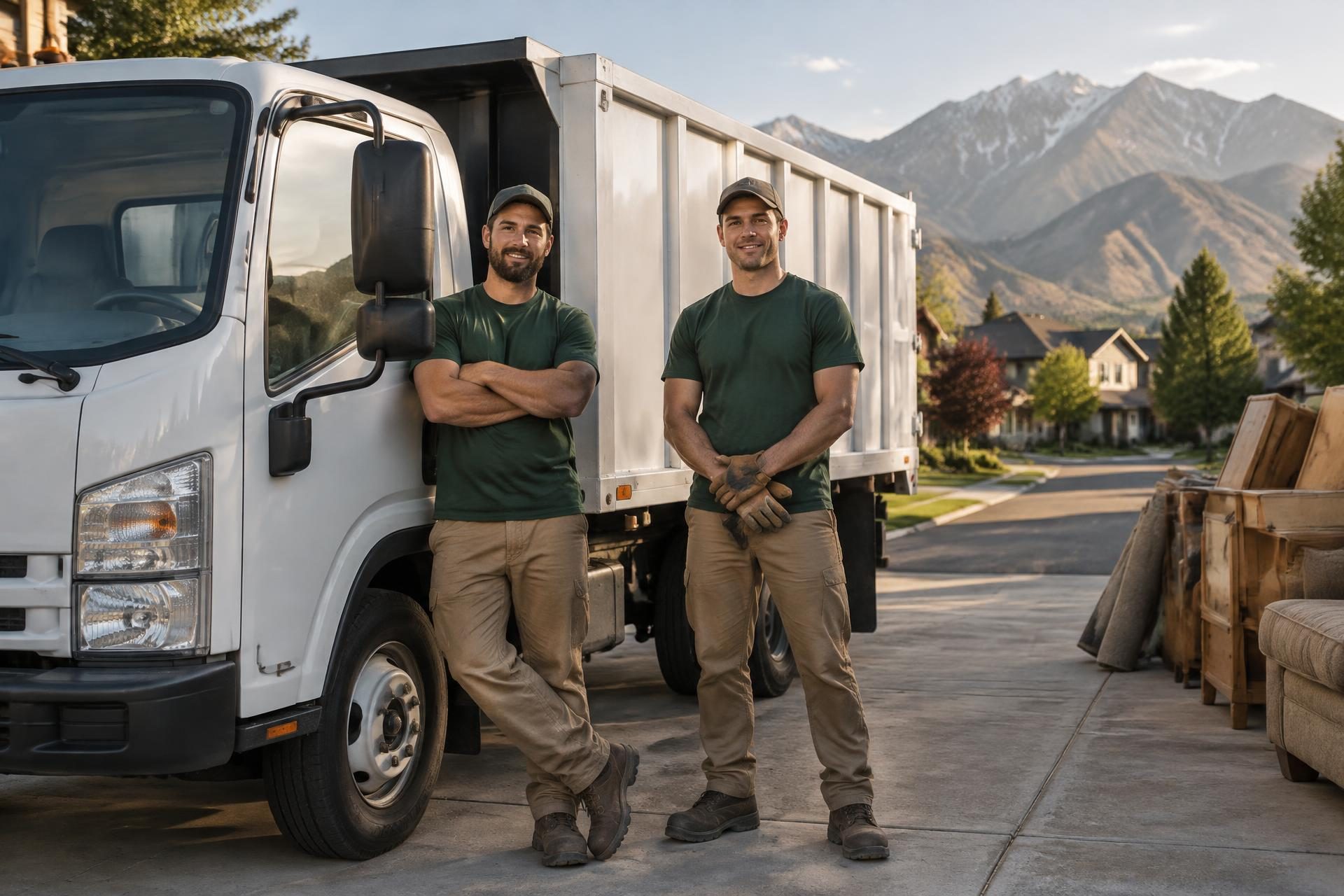 KC Junk Removal crew beside their truck in Utah County